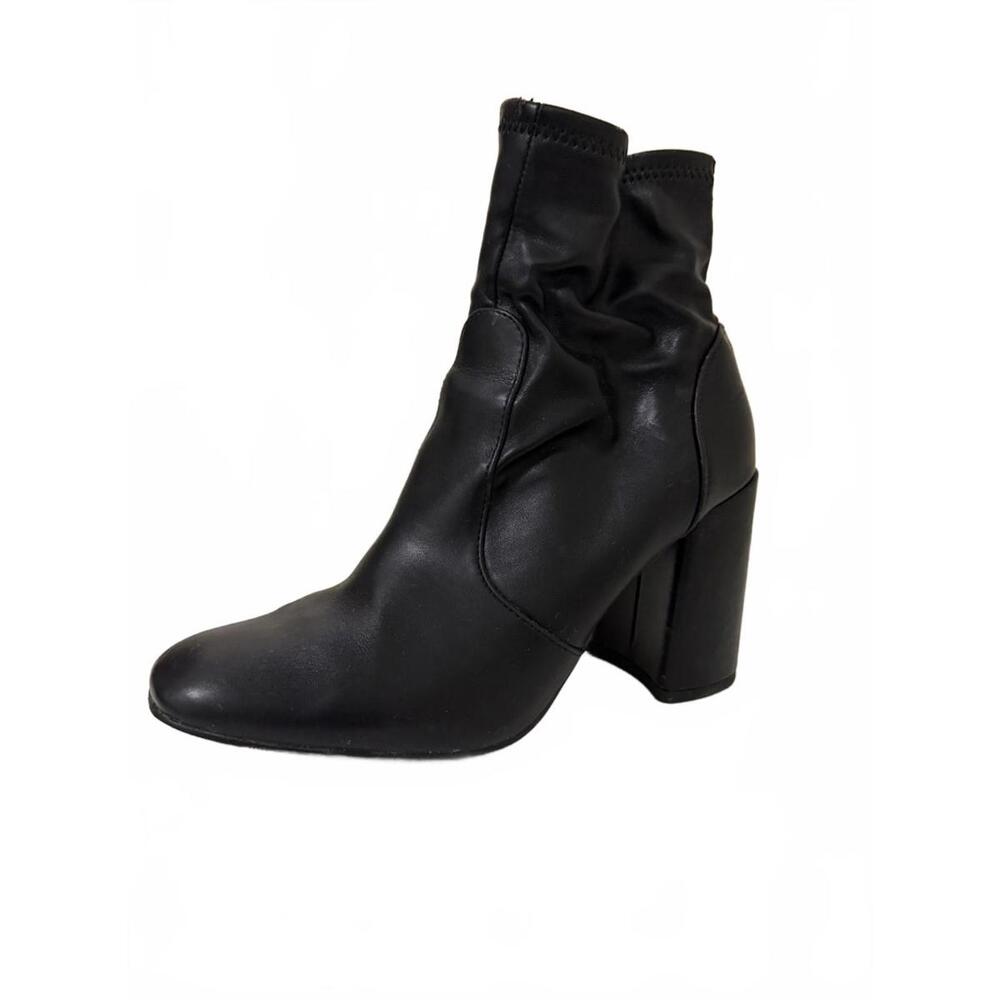 Black Sock Boots with Block Heel